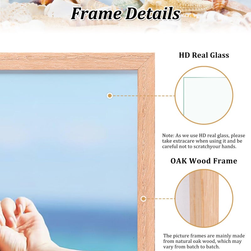 ATOBART 8x10 OAK Solid Wood Picture Frames Set of 6  Natural Wood Color Photo Frames with High Definition Real Glass for Wall Mounting or Tabletop in Living Room  Bedroom  Gallery - Image 4